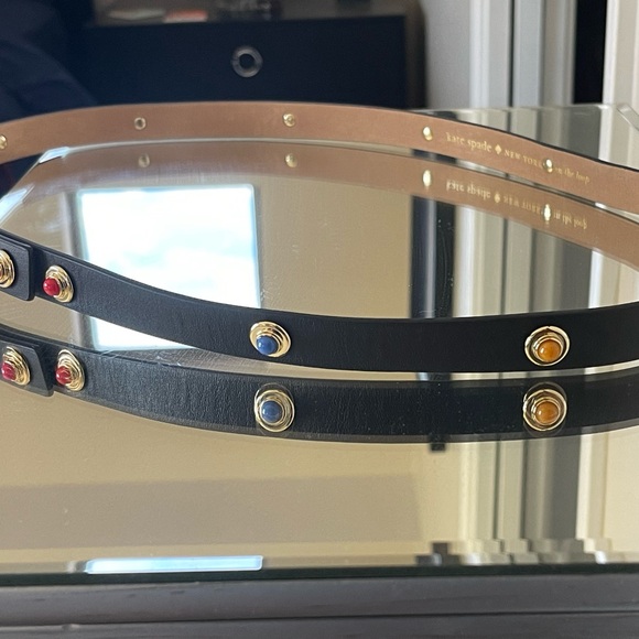 Kate Spade - Size Large Black Leather belt with multicolor cabochon stones - Picture 4 of 6